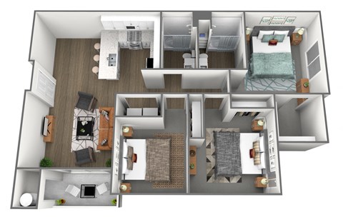 3 Bed 2 Bath Floor Plan at Parc Ridge Apartments, Utah
